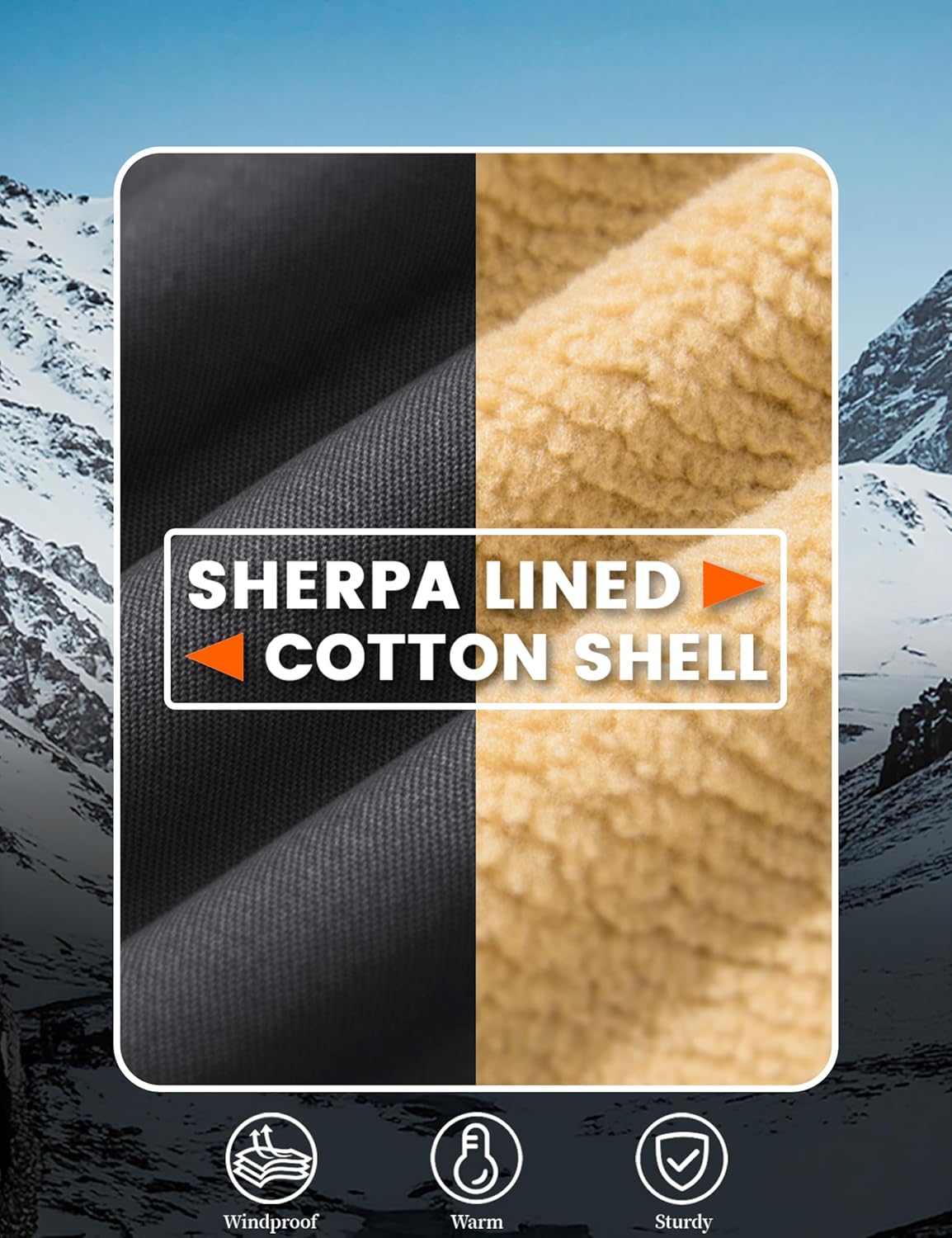 MAGCOMSEN Men's Winter Jacket Lined Sherpa Jacket Warm Trucker Coat Multi Pocket - Image 6