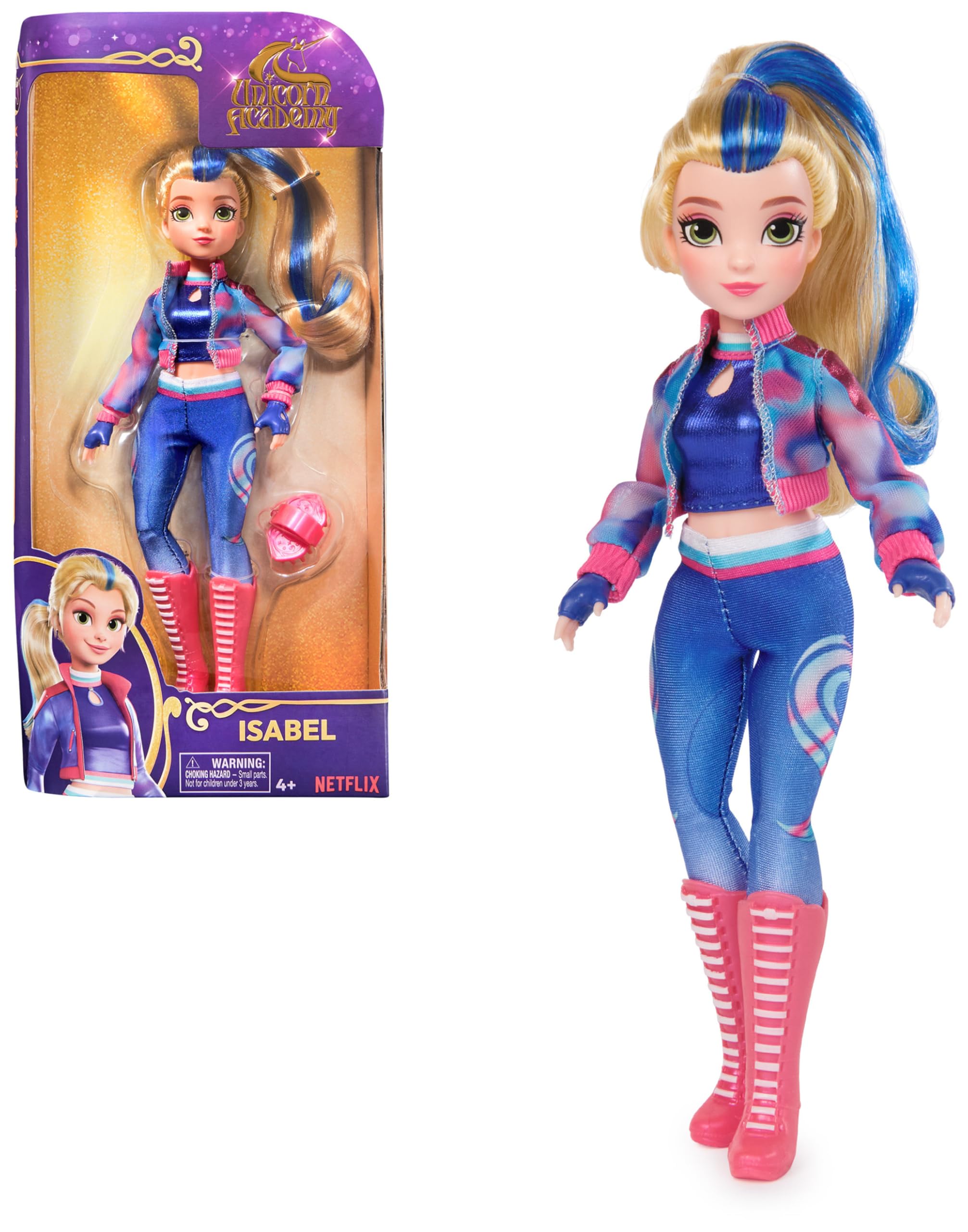 Unicorn Academy, Isabel Doll with Highlighted Hair, 5 Fashion Accessories and Hair Styling Tool, 24.1cm, Dolls and Unicorn Toys for Girls Aged 4 and up