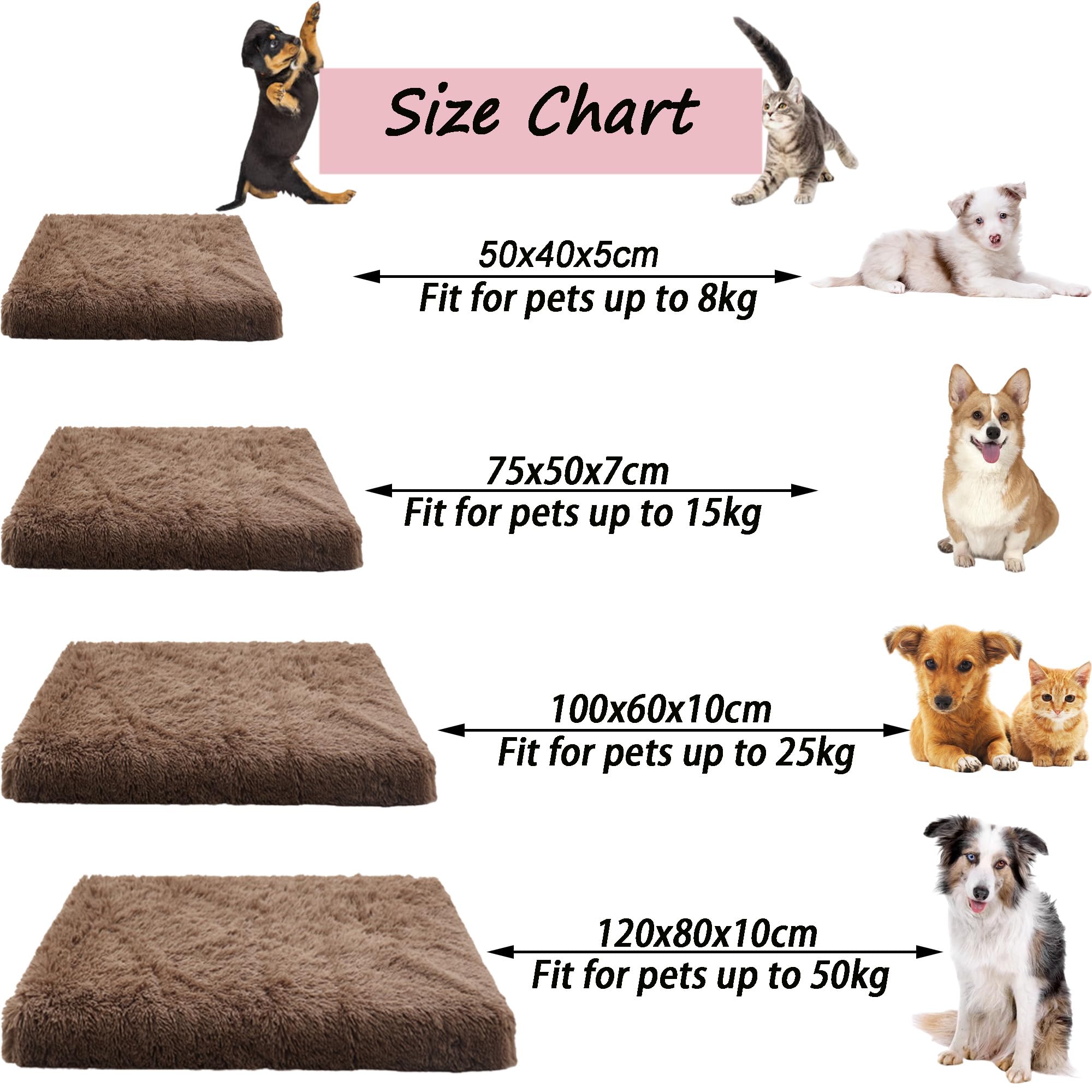 Materasso per gabbia per cani e gatti, cuccia per cani, cuccia per cani, cuscino per cani, con fondo antiscivolo, per cani di taglia grande, media e piccola, 120 x 80 x 10 cm, grigio scuro
