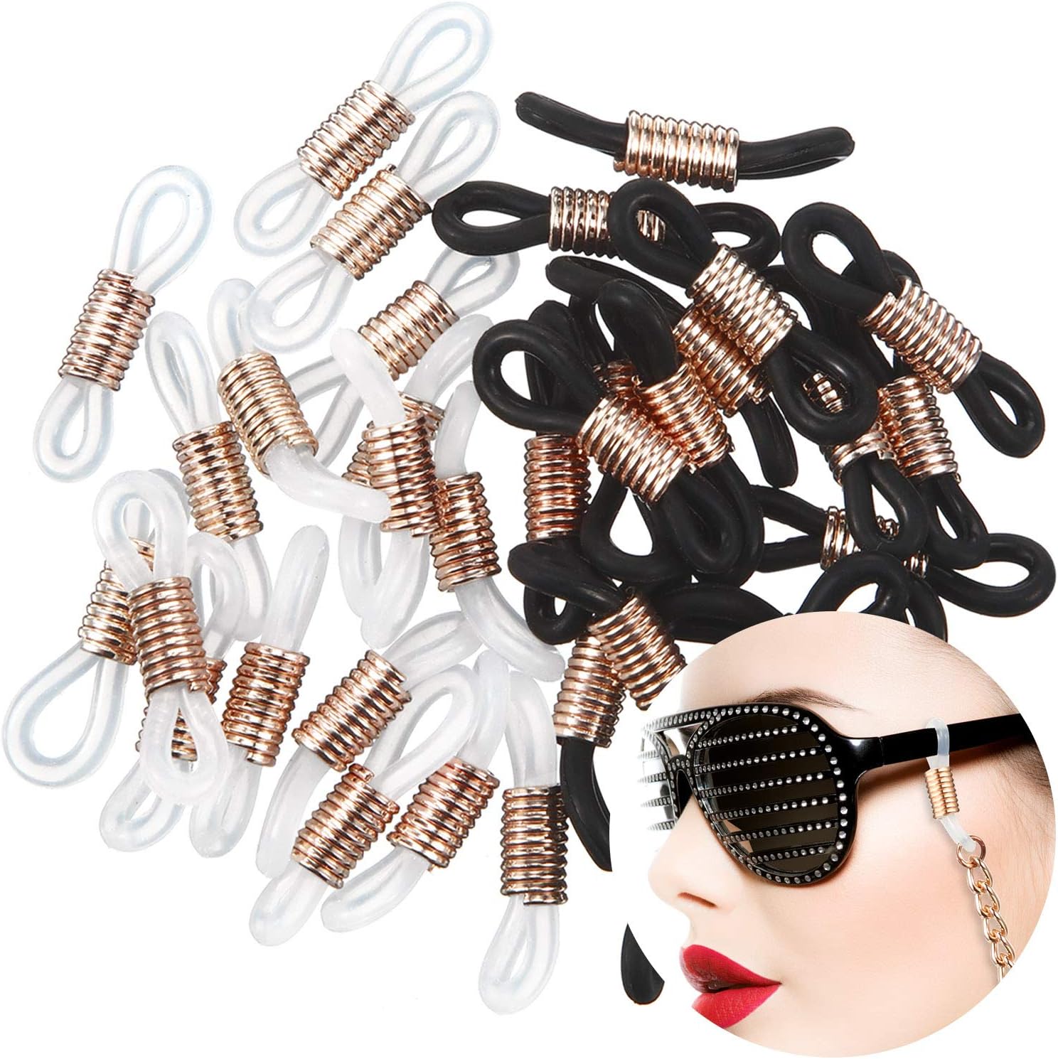 Eyeglass Chain Ends Ring Connector Retainer Holder for Eyeglasses Strap (40 Pieces)