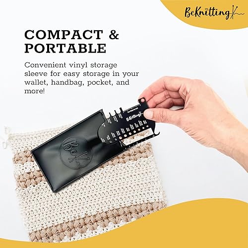 Miniatura 3 de BeKnitting Herramienta calibradora de agujas de tejer para agujas de tejer y ganchillos, regla de hilo y muestras - Sitch Saver