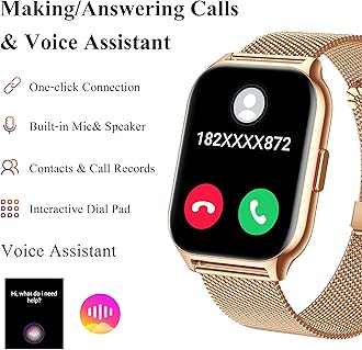 Smart Watch, 1.43''AMOLED Smartwatch Men Answer/Make Call, Fitness Watch Connected GPS, 110+ Sports, Blood Pressure, Heart Rate, Stress Monitor Sports Watch for Android or iOS (Rose Gold +Pink)