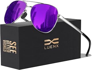LUENX Polarized Aviator Sunglasses Men Women UV400 Anti-Glare Lenses Driving Outdoor Stylish Shades