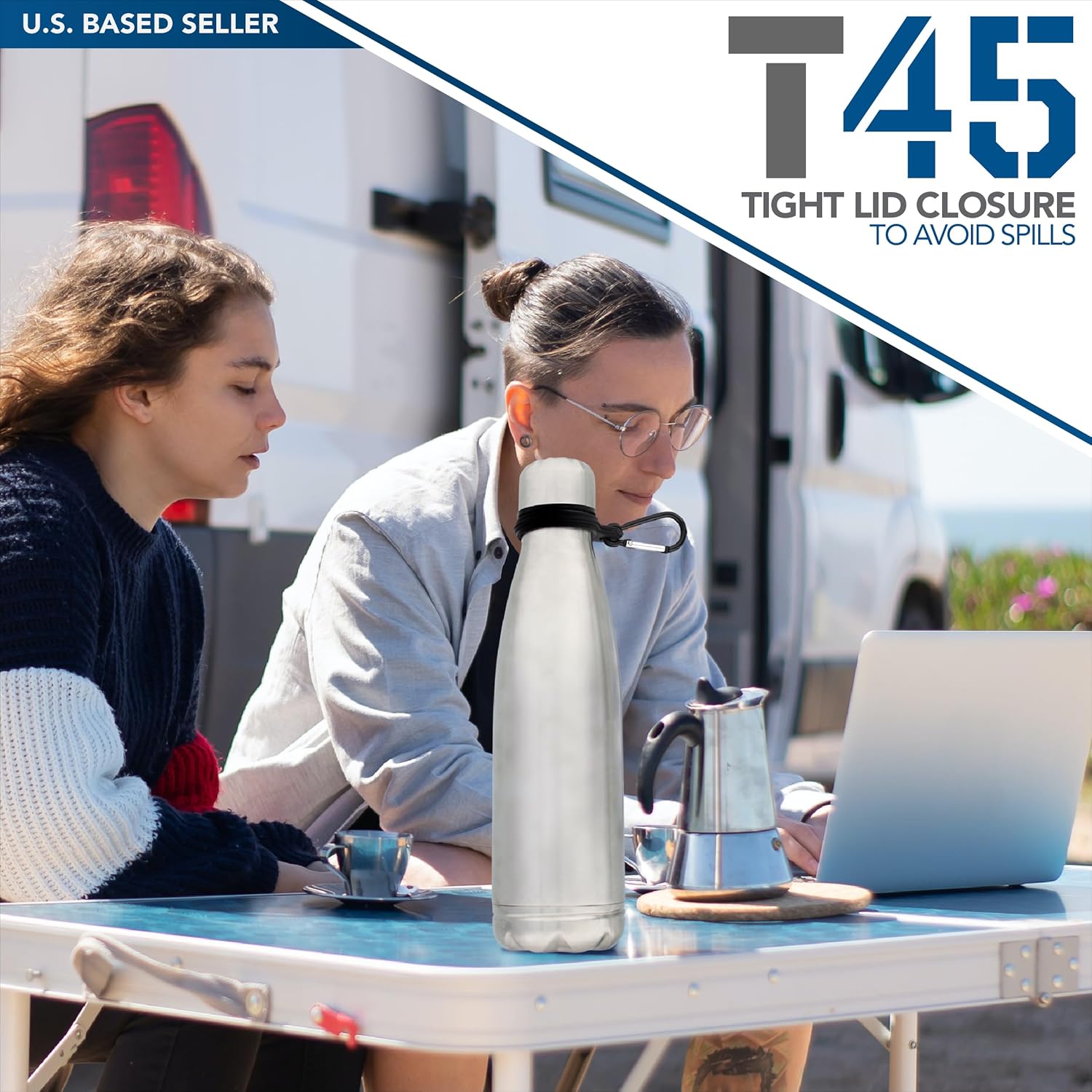 Stainless Steel Water Bottle Silver Sports Reusable Water Bottle with Hidden Compartment Stores Valuables - Image 5