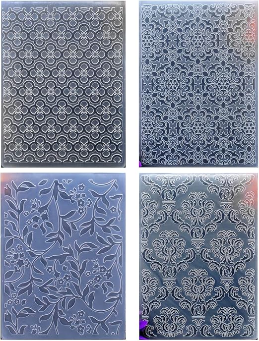 Kwan Crafts 4 pcs Different Style Flowers Plastic Embossing Folders for Card Making