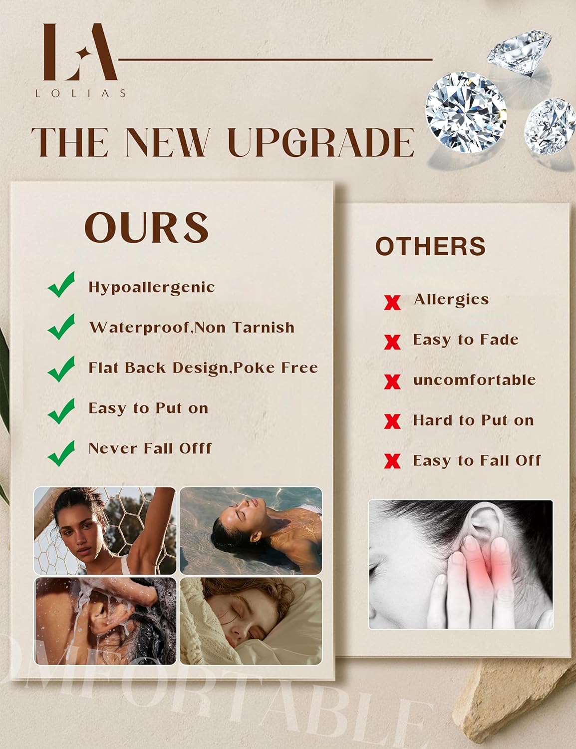 LOLIAS Hypoallergenic Flat Back Earrings for Women-Surgical Steel Earrings for Sensitive Ears 20G Stainless Steel Earring Stacks Small Flatback Stud Hoop Cartilage Earring - Image 9