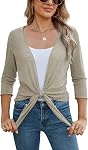 Famulily Chandail à sweat Bolero Tie Front 3/4 Manches Casual Cardigan Couverture d'été Tops