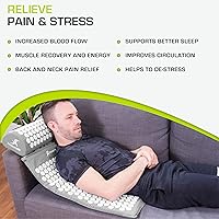 Vista 4 de ProsourceFit Acupressure Mat and Pillow Set for Back/Neck Pain Relief and Muscle Relaxation, Large - Gray/Gray