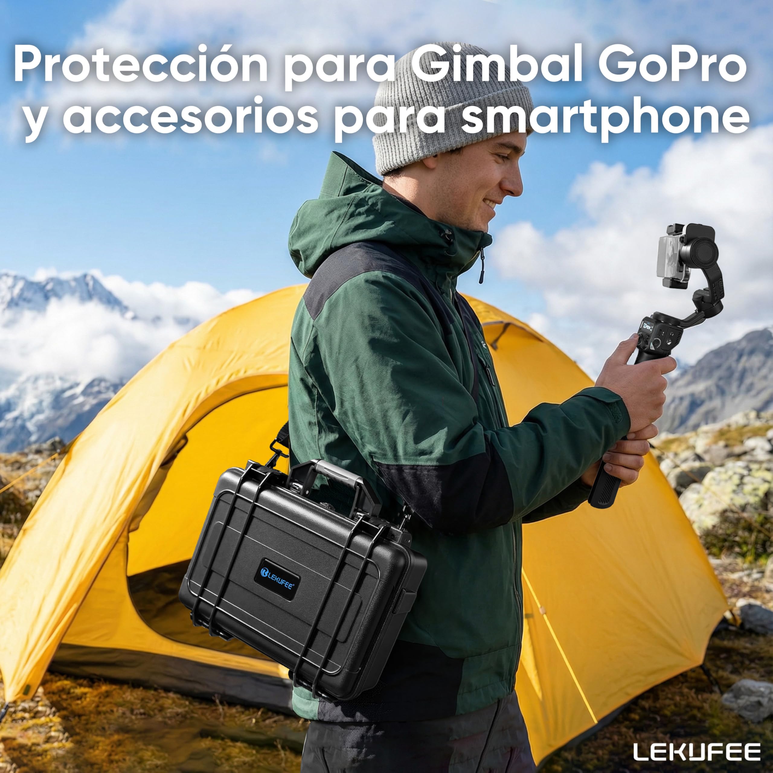 LEKUFEE Maleta Rígido de Transporte Impermeable para GoPro Fluid Pro AI - Estabilizador, cámaras GoPro Hero 13/12/11/10/9, Media Mod y Otros Accesorios (Solo Estuche)