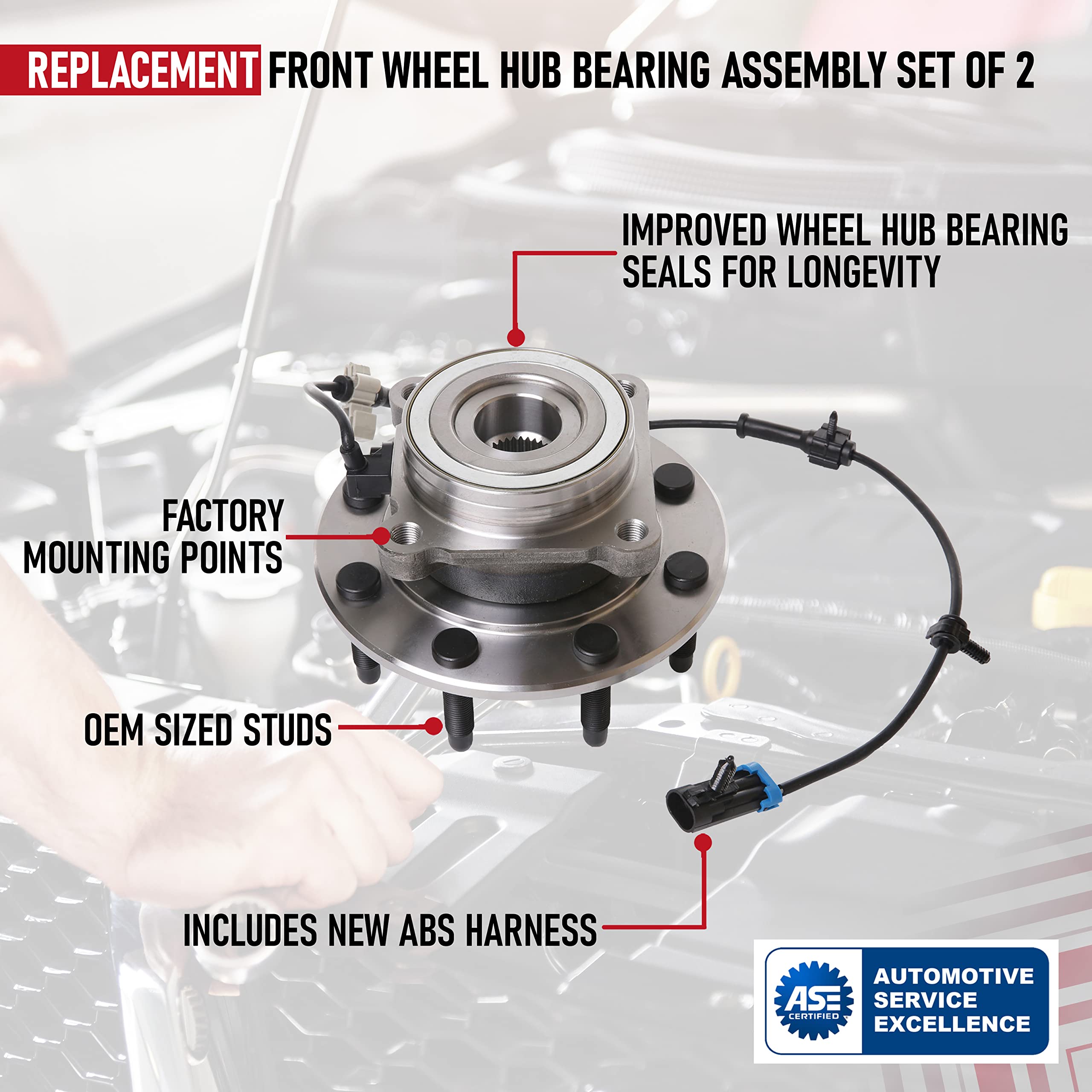 AutoShack HBDSK 002 Hummer H 2用フロントCVアクスルドライブシャフト×4セットとホイールベアリング交換