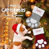 Vista 6 de 1 par de medias de Navidad personalizadas con nombre bordado para mascotas, gatos, perros, calcetines de Navidad, calcetines de Navidad familiares