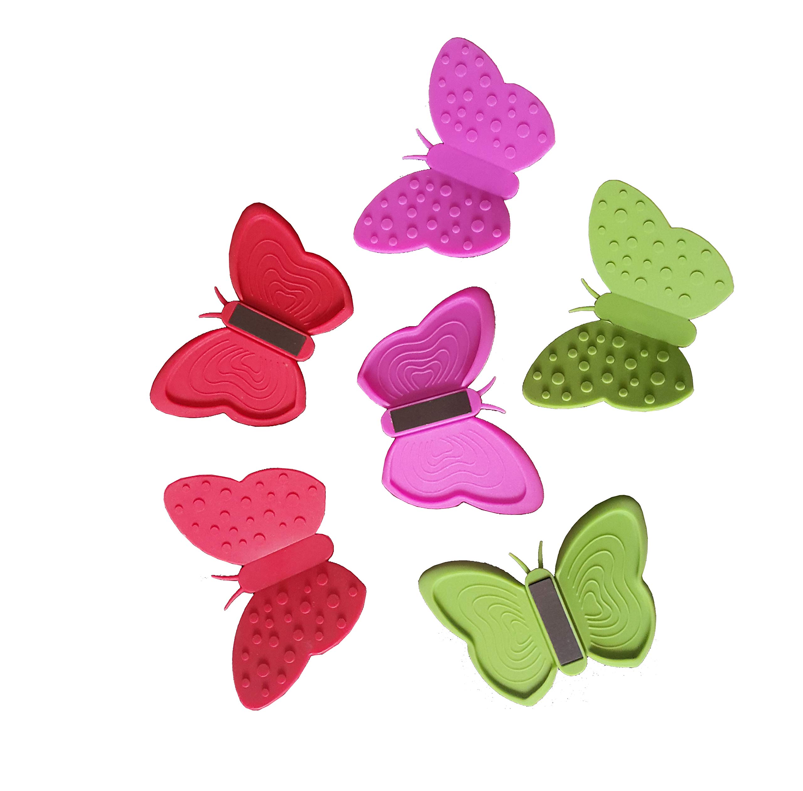 SiliO Silicone Butterfly Mini Oven Mitts - Pinch Grip / Hot Pot Holder Gripper with Fridge Magnet Mini Gloves / Baking Mittens - Pack of 6