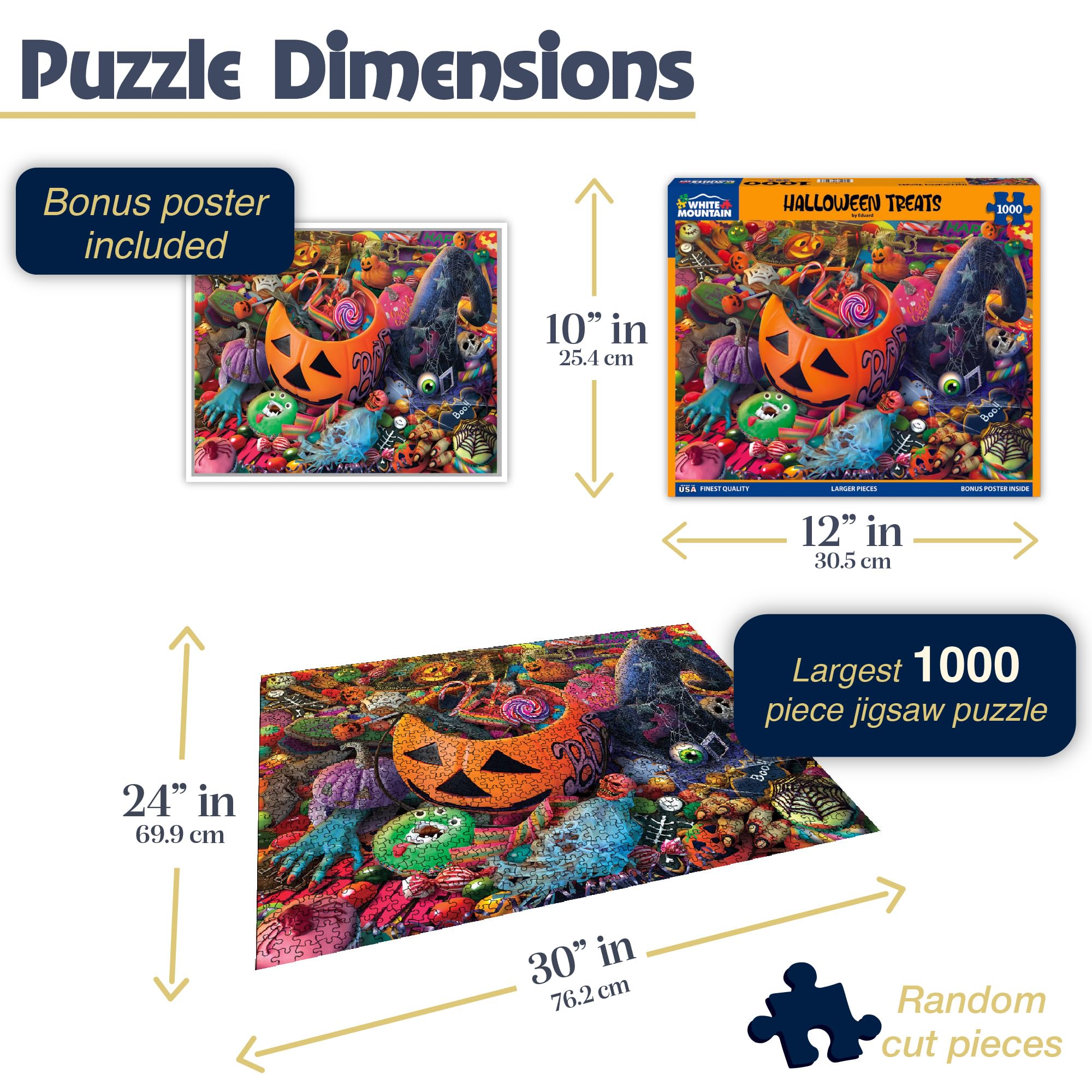 White Mountain Puzzle da 1000 pezzi spettrale autunnale collage puzzle con pezzi grandi regalo per adulti e famiglia 61 x 76,2 cm – dolcetti di Halloween