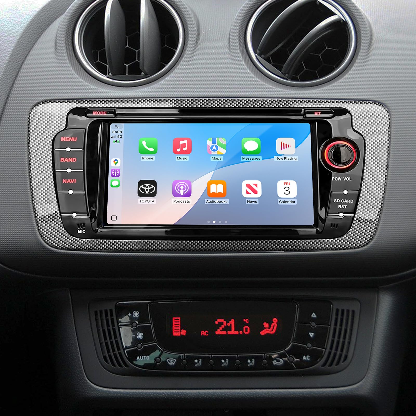 Autoradio für Seat Ibiza IV 6J 2009-2013 Seat Ibiza Autoradio Upgrade 7 Zoll Touchscreen Radio mit Wireless Carplay Android Auto Wireless EQ BT GPS Spiegel FM RDS USB Rückfahrkamera (2+64G)