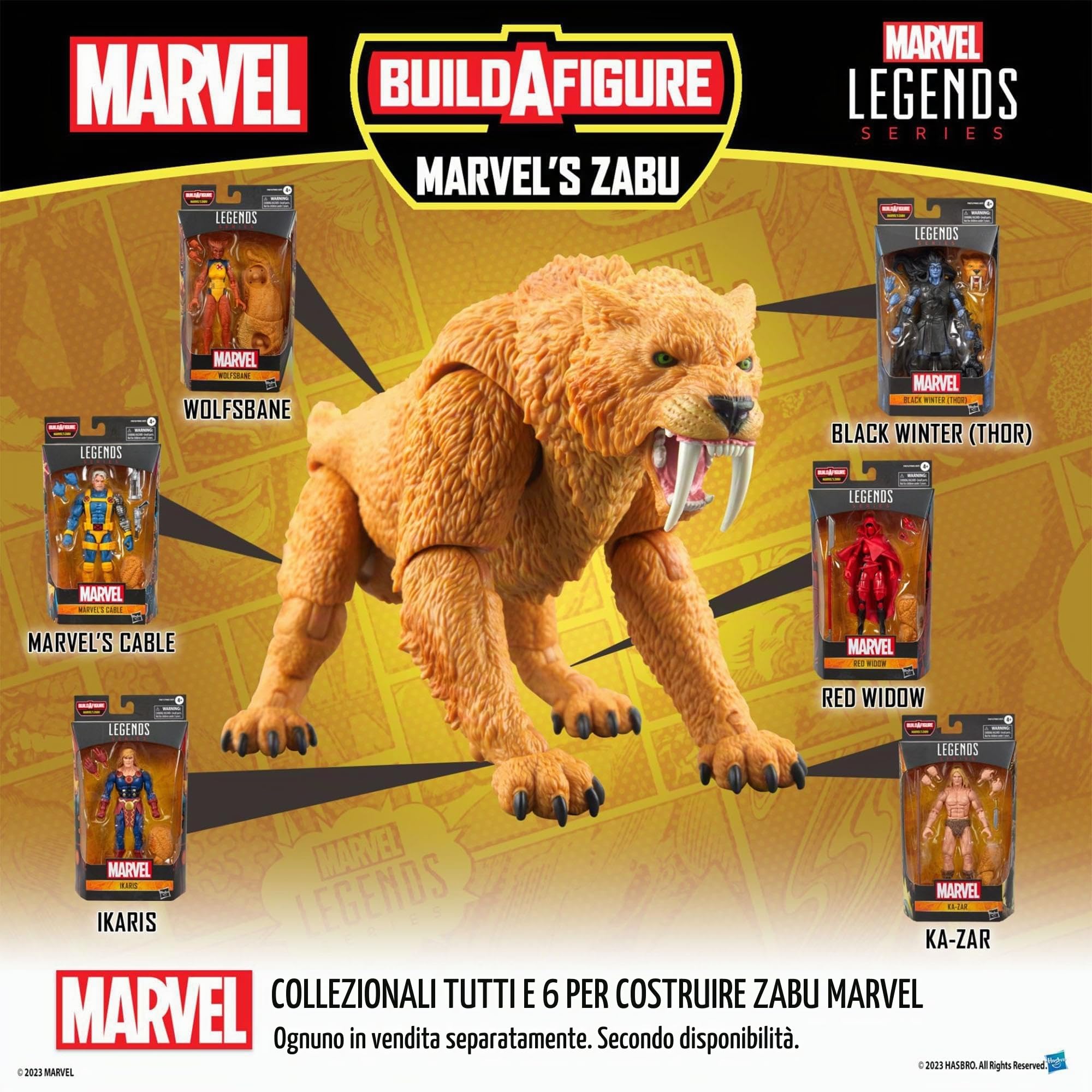 Hasbro Marvel Legends Series, KA-Zar, Action Figure collezionabile per Adulti da 15 cm Ispirata ai Fumetti, con Parte Build-A-Figure | Marvel Legends - Action Figure BAF Zabu, 15,2 cm, Ka-Zar