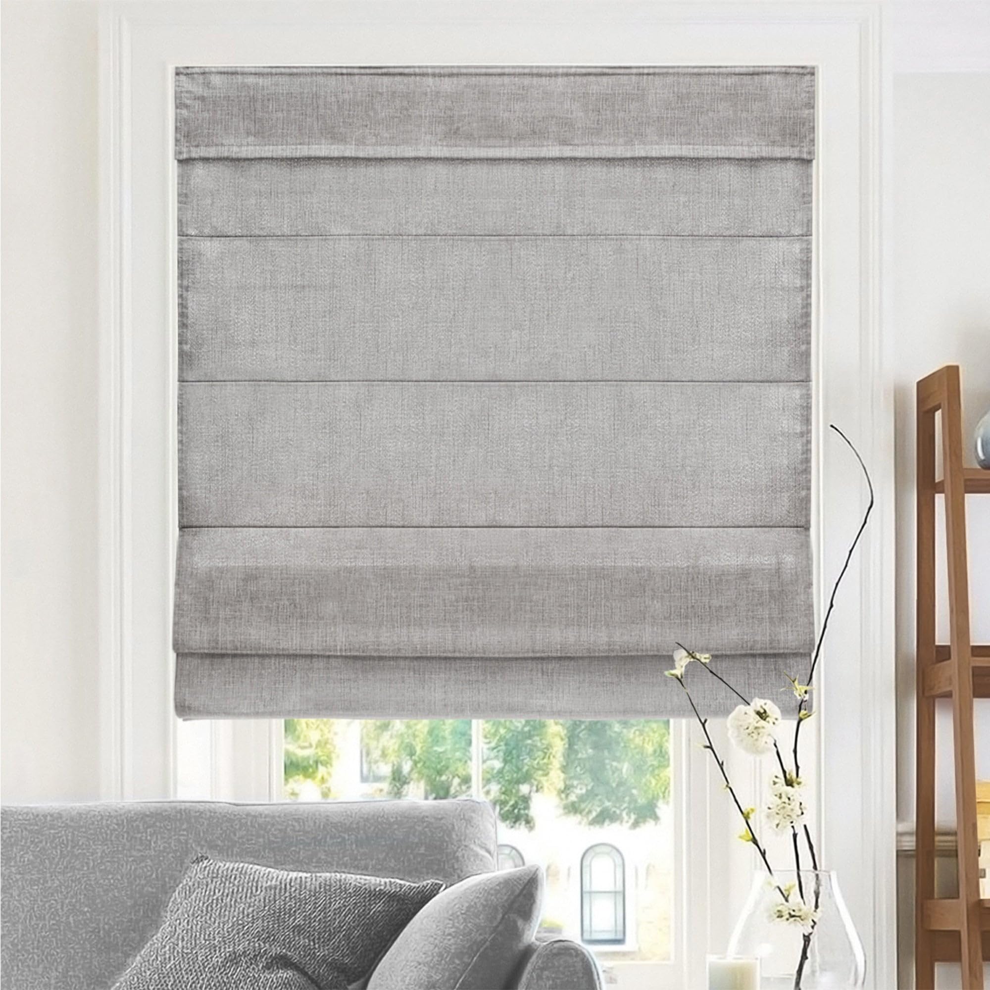 CHICOLOGY Roman Shades for Windows , Window Treatments , Roman Shades , Roman Window Shades , Room Darkening Shades , Window Shades , 27"W X 64"H , Belgian Denim (Privacy & Light Filtering)