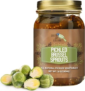 Green Jay Gourmet Pickled Brussels Sprouts Jar - 16oz Hand-Jarred Fresh Veggies, Natural Ingredients for Snacks & Meals