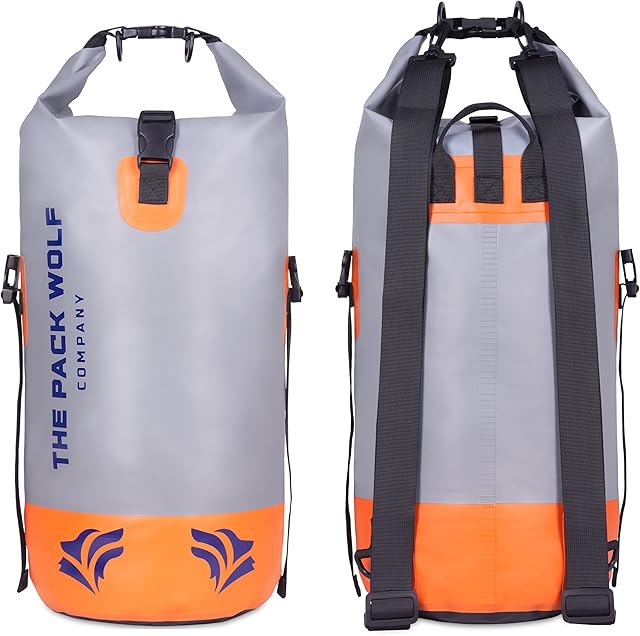 The Pack Wolf Company Premium Waterproof Dry Bag 20L Backpack Adjustable Shoulder Straps Kayaking Rafting Boating Watersports Floating