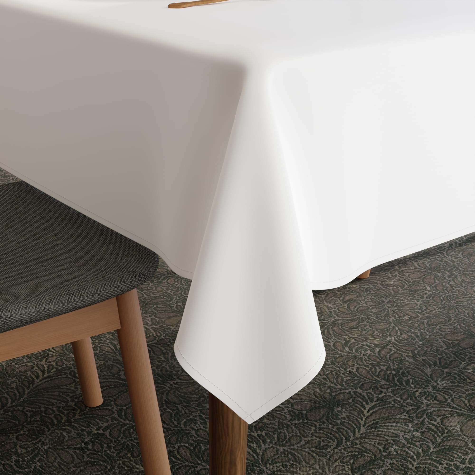 Encasa XO Dining Table Cover for 6 to 8 Seater | Size 140x230 cm | Water Repellent Heavy Duty Polyester | White Color | Dining Table Cloth - Machine Washable