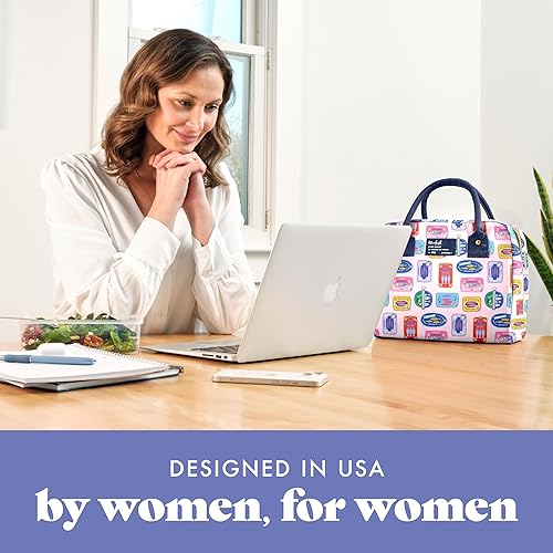 Miniatura 6 de Fit & Fresh Bloomington - Lonchera grande térmica para el trabajo, con contenedores, resistente a las manchas, con cierre, estampado de sardinas