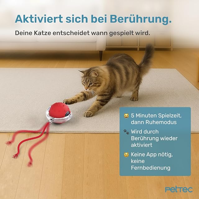 Foto 4 de 7 de PetTec Pelota eléctrica para gatos con cuerda 2 x [juguete interactivo para gatos]