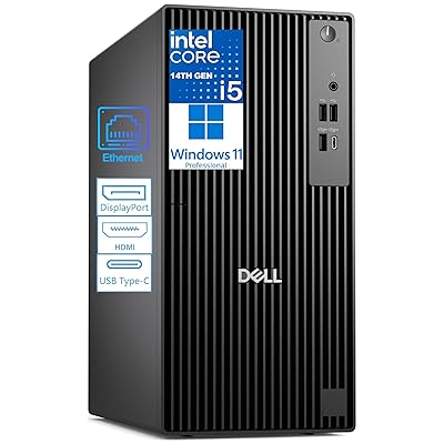 Dell Desktop Computers, Pro Tower PC for Home Business Student, 14th Gen Intel 14-Core i5-14500 vPro, 32GB DDR5 RAM, 1TB PCIe SSD, RJ-45, HDMI, DisplayPort, Type-C, Windows 11 Pro
