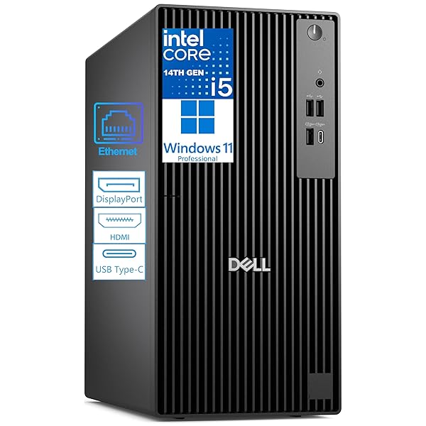 Dell Desktop Computers, Pro Tower PC for Home Business Student, 14th Gen Intel 14-Core i5-14500 vPro, 32GB DDR5 RAM, 1TB PCIe SSD, RJ-45, HDMI, DisplayPort, Type-C, Windows 11 Pro