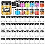 Hajoyful Plastic Jars with Lids 4 OZ 48 PCS, Small Cosmetic Slime Containers Clear Travel Round Jars Empty Leak Proof Refillable Sample Containers with Black Lids for Lotion, Cream, Cosmetics