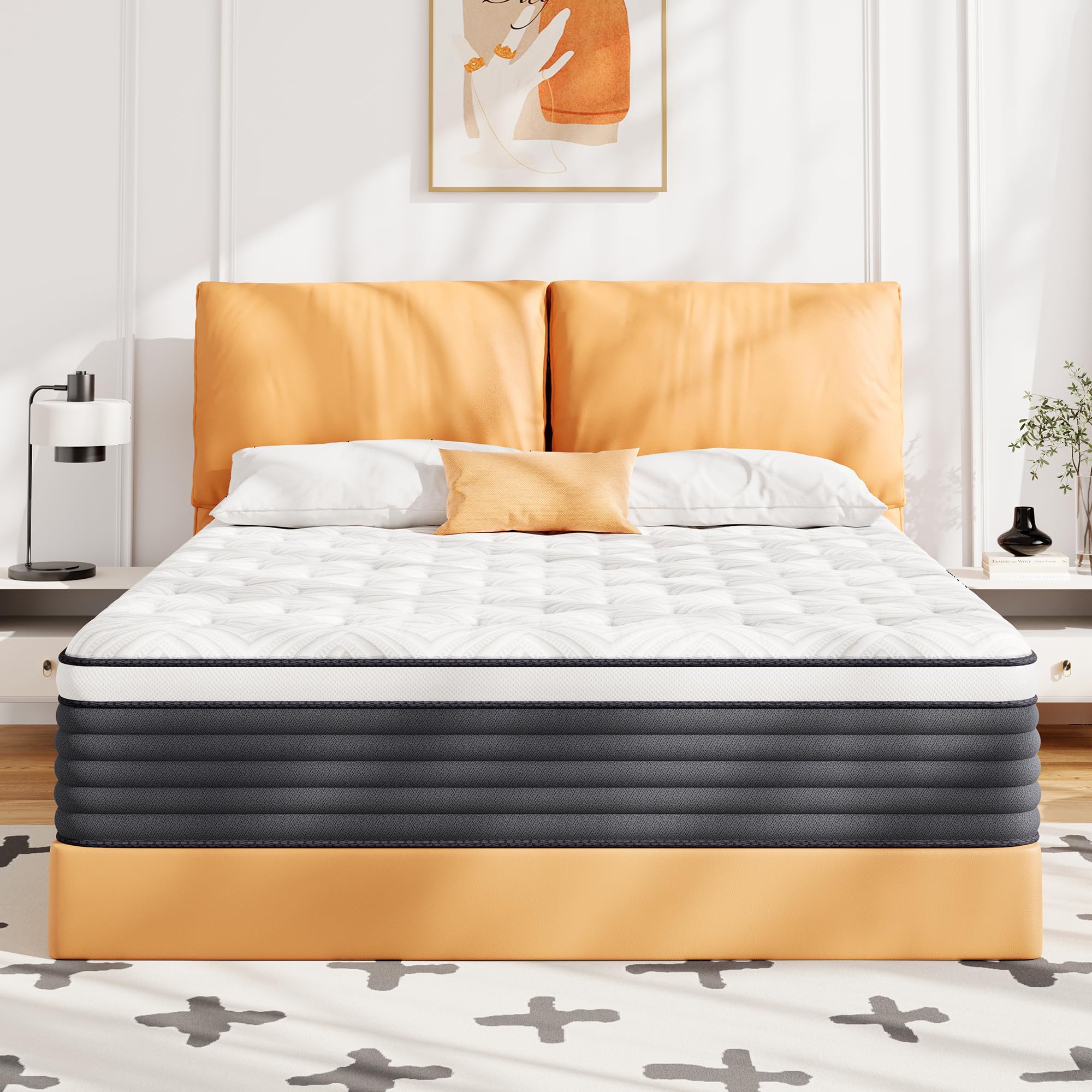 COOLMI 12 Inch Full Mattress, Memory Foam Hybrid Mattress in a Box with Independent Spring, Soft and Comfortable Medium Firm, Pressure Relief,