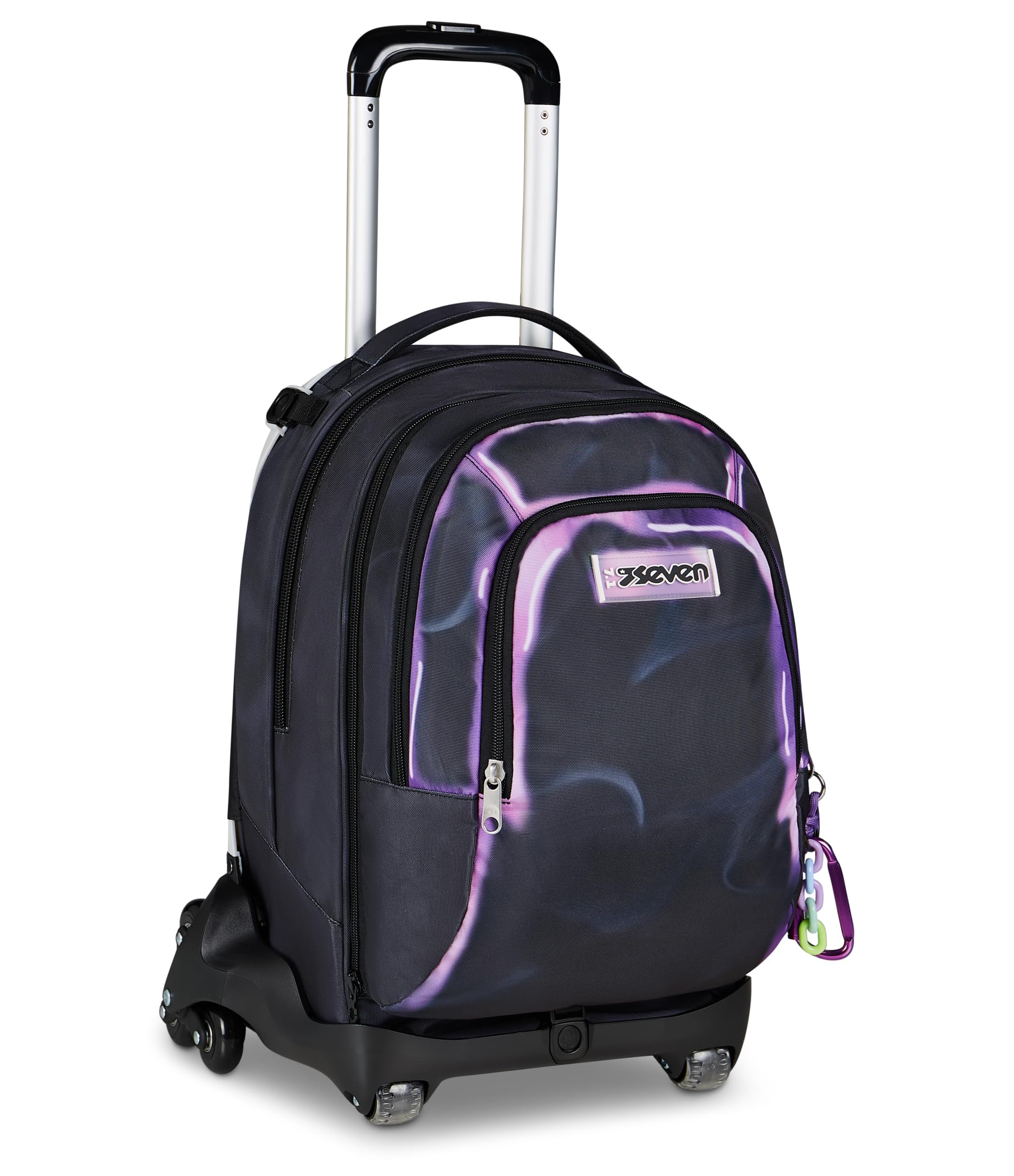 Seven Trolley Scuola Jack 8 Ruote Detach SHADOWS OF COLOR, Nero, 34 L, Scomponibile, Cross-over System, Zainetto staccabile, Tasca laterale porta borraccia, Scuola elementare e media, Bambini, Ragazzi