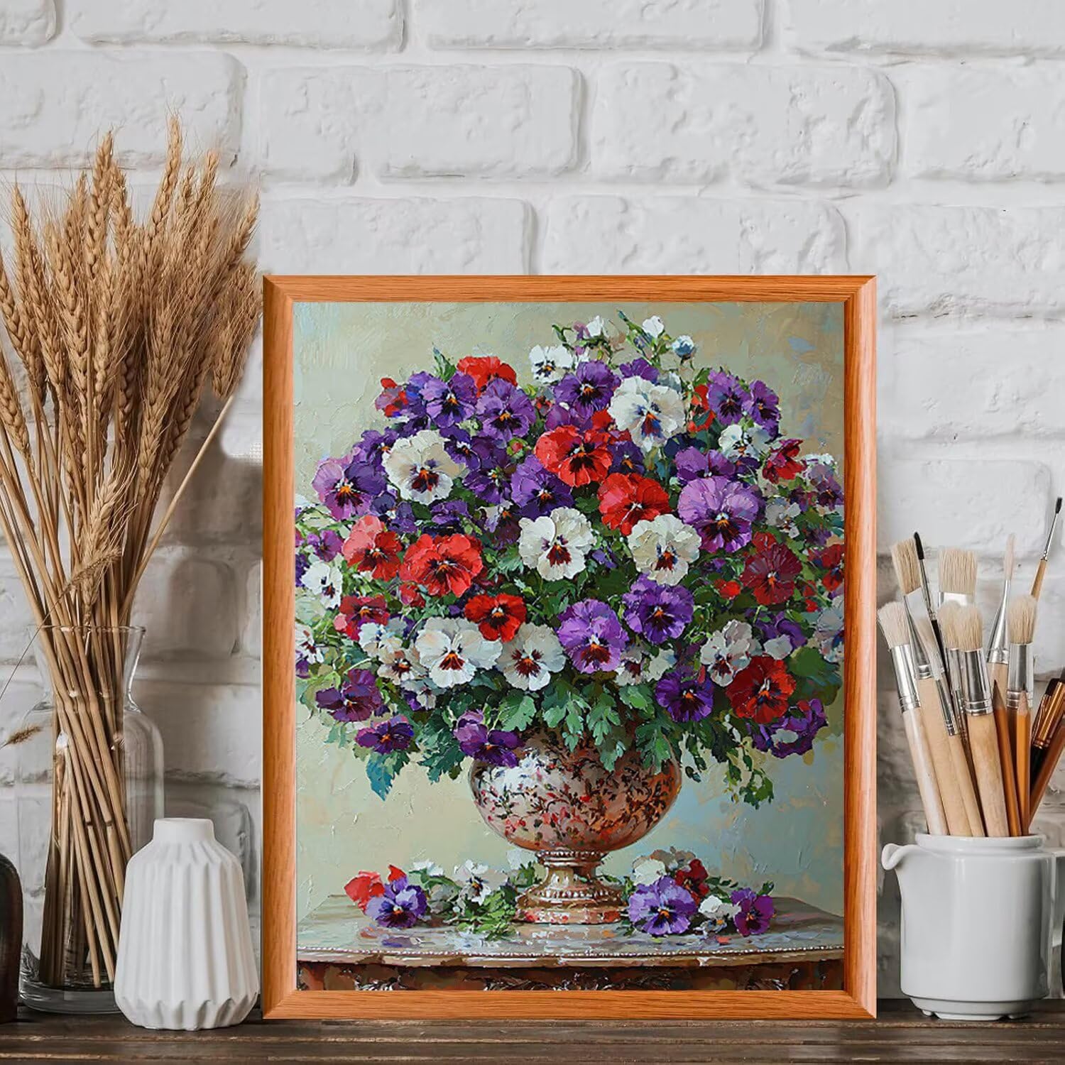 WEISHIWE Malen nach Zahlen Erwachsene Blumen in Vase, 70x90cm x-451 | Handgemalt Ölgemälde Kit für Mädchen Jungen ab 7 8 9 Jahre, Rahmenlos, für die Wanddekoration zu Hause, DIY Acrylmalerei