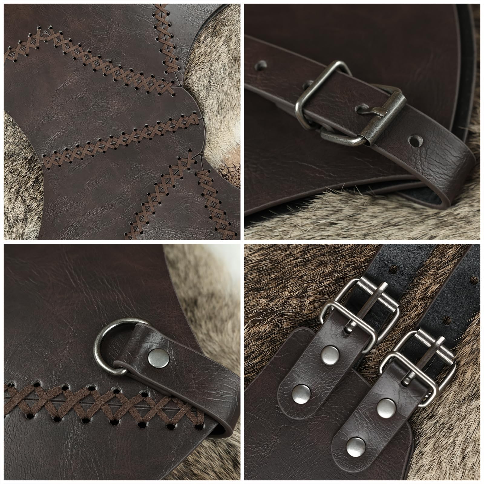 HiiFeuer Armure de poitrine médiévale en faux cuir, Retro Mercenary Knight Archer Body Armor, Armure de poitrine ajustable pour costume LARP& Ren Faire