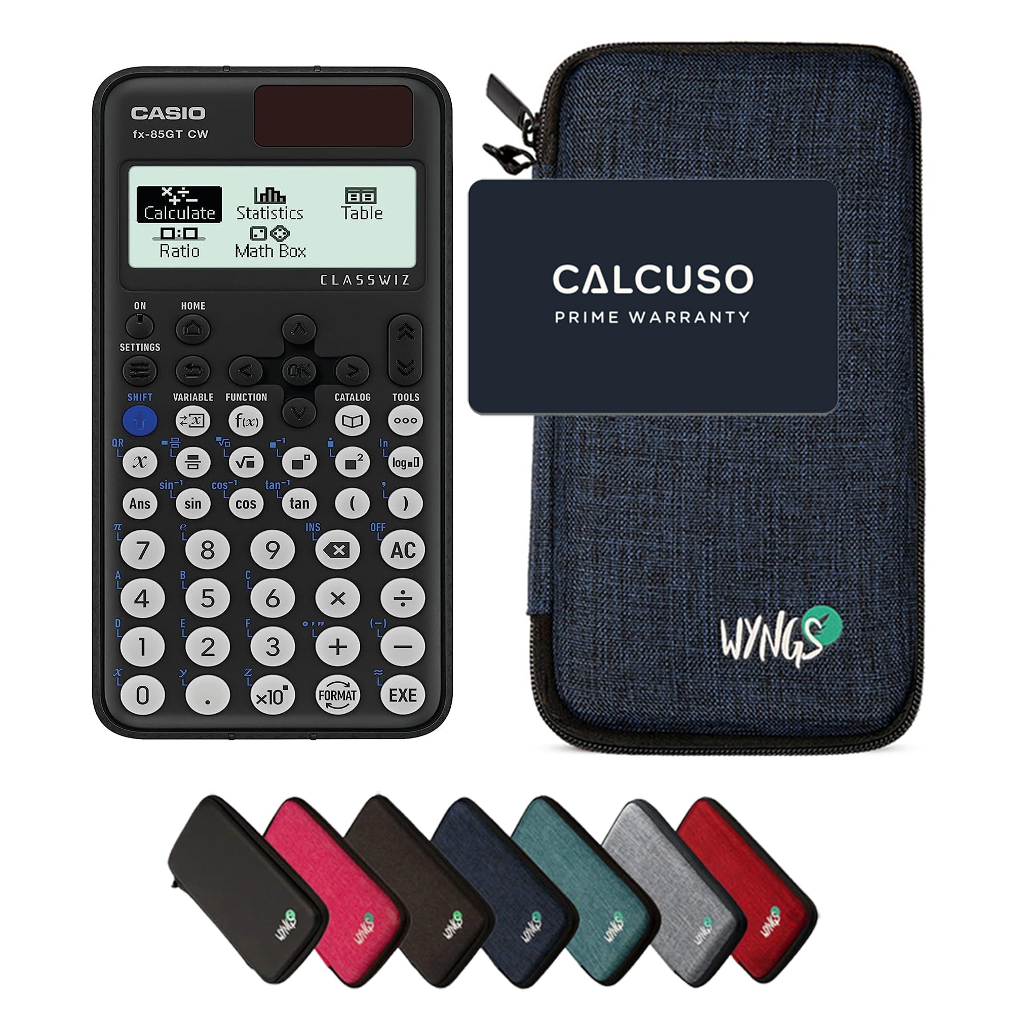 Casio fx-85GT CW including a WYNGS protective case in Blue - Basic Set