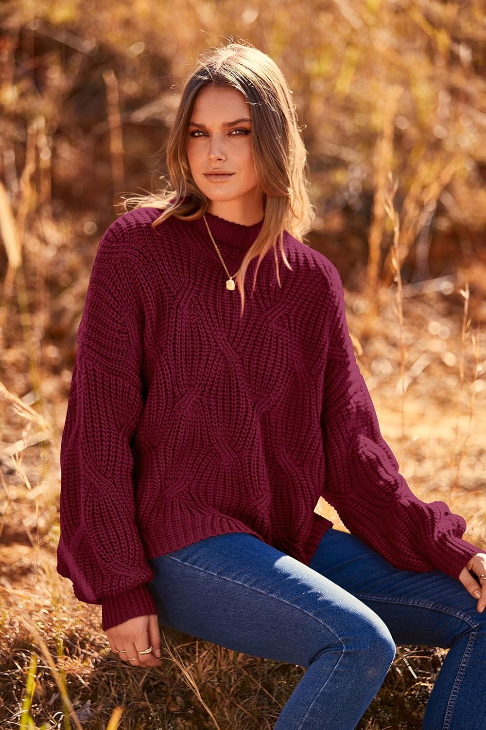 PRETTYGARDEN Women's Fall Oversized Pullover Sweaters Casual Crewneck Long Sleeve Chunky Cable Knit Tops Winter Clothing - Image 5