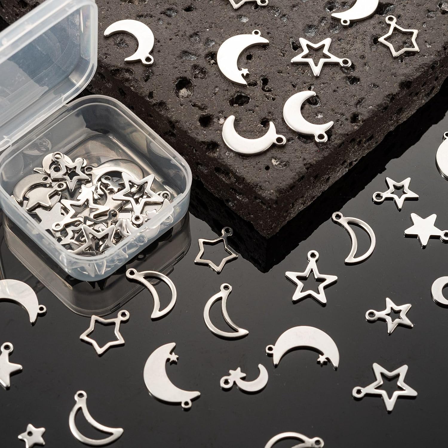 8-64Pcs Silver Goldern Color Heart Pendants Charms 10 Styles Heart Stainless Steel Metal Charms for Jewelry Making Crafting Necklaces Bracelets Earrings Keychains Birthday Gift - Image 5