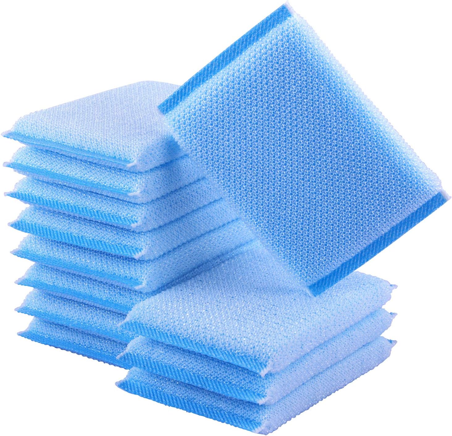 PANYEE Nylon Cleaning Scrub Pad 12 Pack,Long-Lasting and Reusable Dishwashing Sponge,All-Purpose Scouring Pads Sponge for Kitchen,Bathroom
