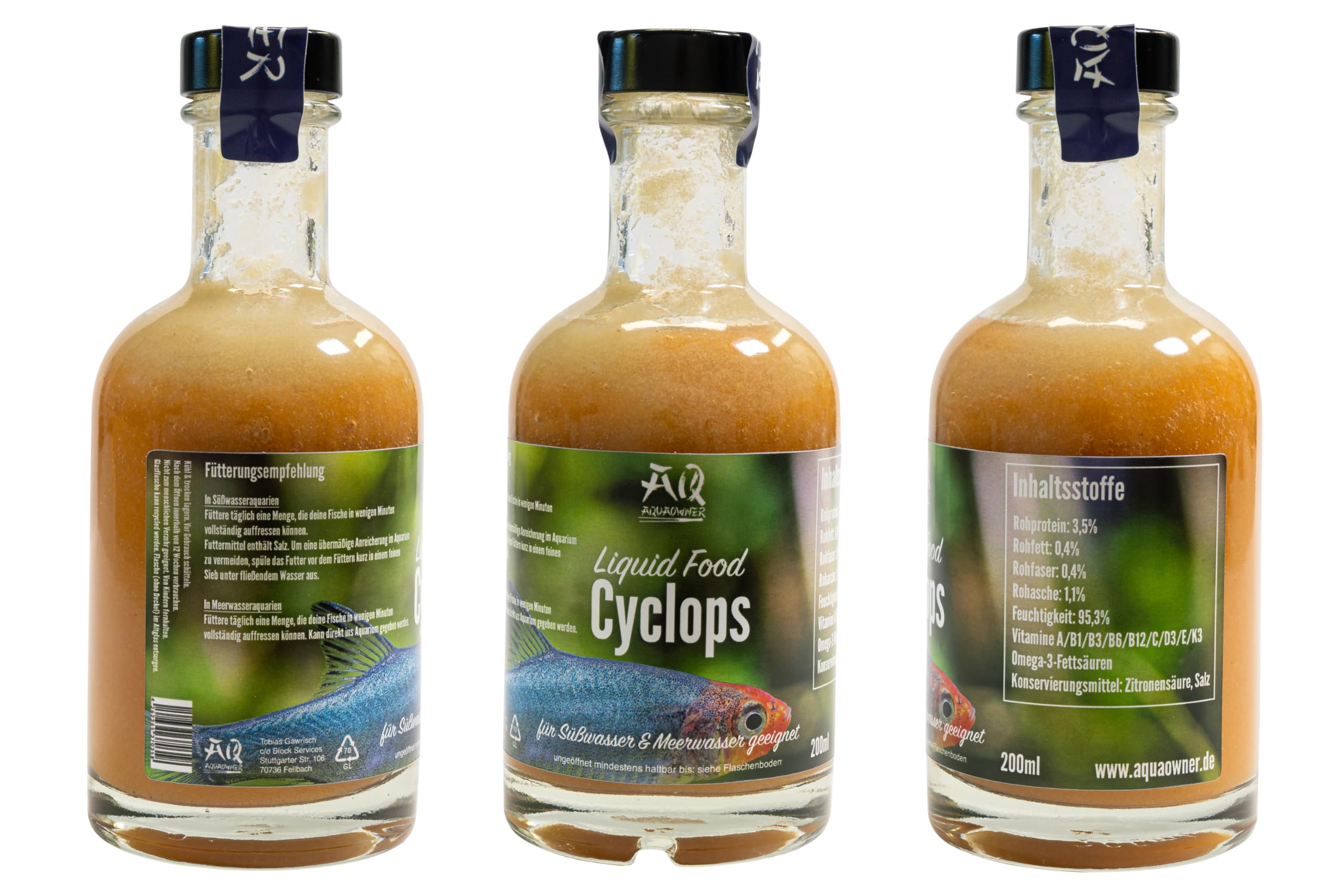 AquaOwner Liquid Food Cyclops (500ml) Fischfutter Korallenfutter für Süßwasser & Meerwasser