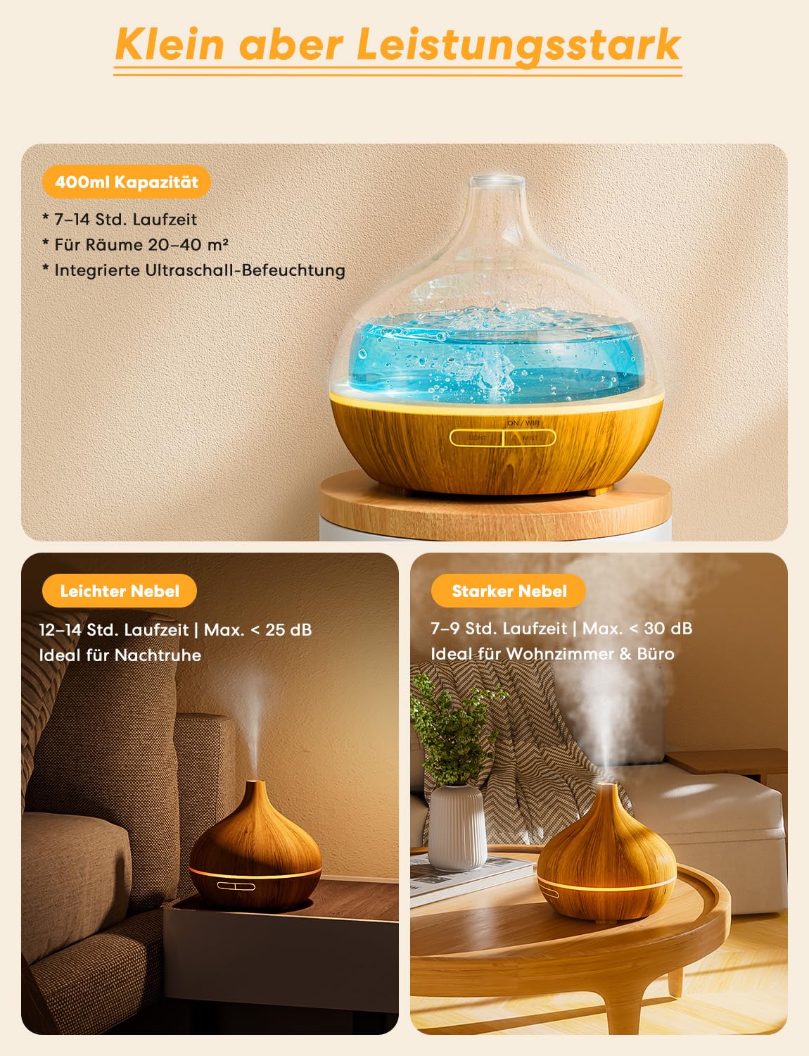 Meross Smart Aroma Diffuser mit APP Steuerung, Luftbefeuchter WLAN kompatibel mit Apple Home, Alexa und Google Home, Fernsteuerung & Sprachsteuerung, Zeitschaltuhr, 400ml
