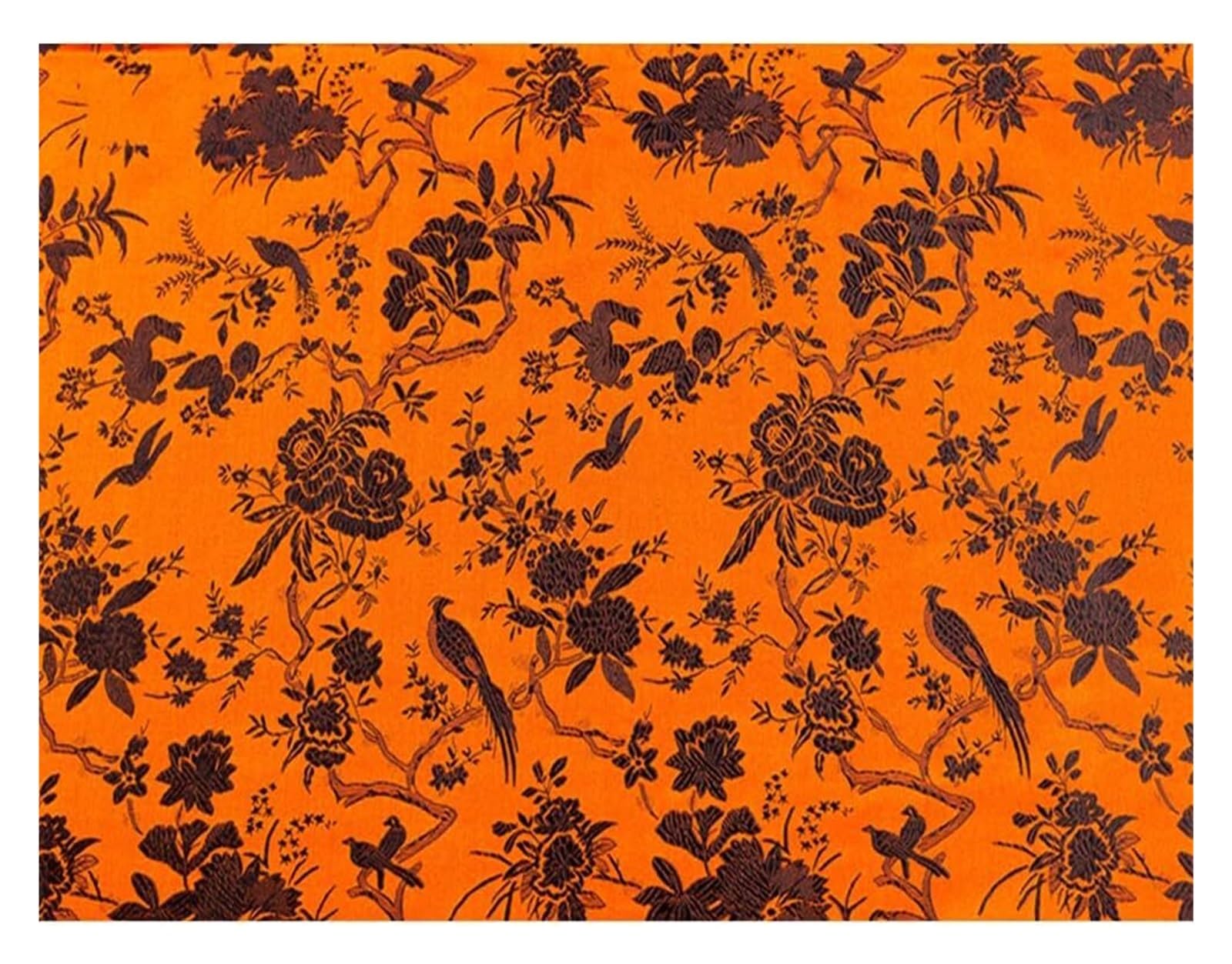 Chińska satynowa tkanina brokatowa ze sztucznego jedwabiu wielokolorowa 75x50cm na garnitur Cheongsam(Orange)