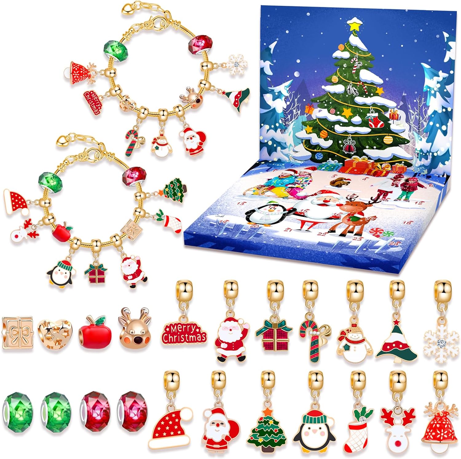 24 Days Christmas Advent Calendar Jewelry Making Kit, DIY
