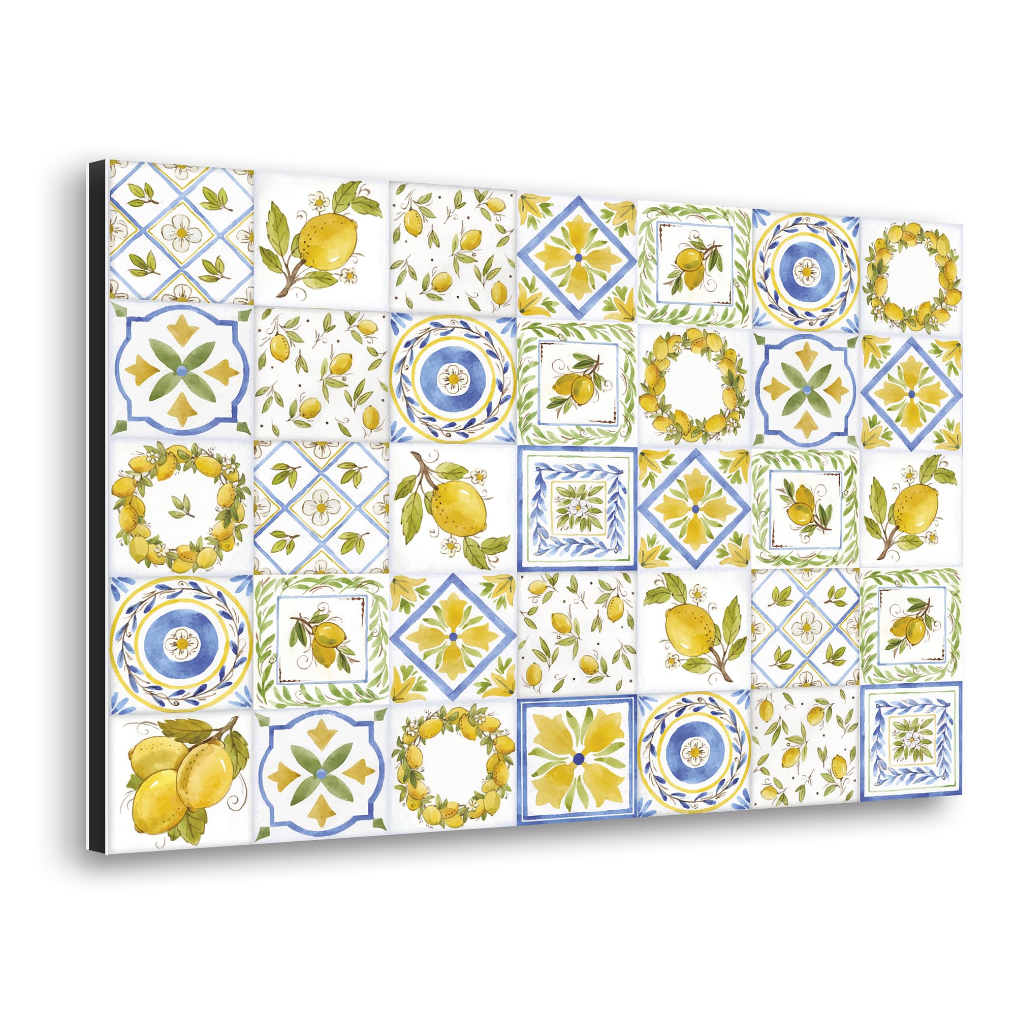 CREARREDA Pannello Paraschizzi Cucina in Alluminio Lemon 84x60cm facile da applicare Made in Italy Protezione per fornelli e muro. Lavabile e facile da montare. Lastra paraschizzi in metallo