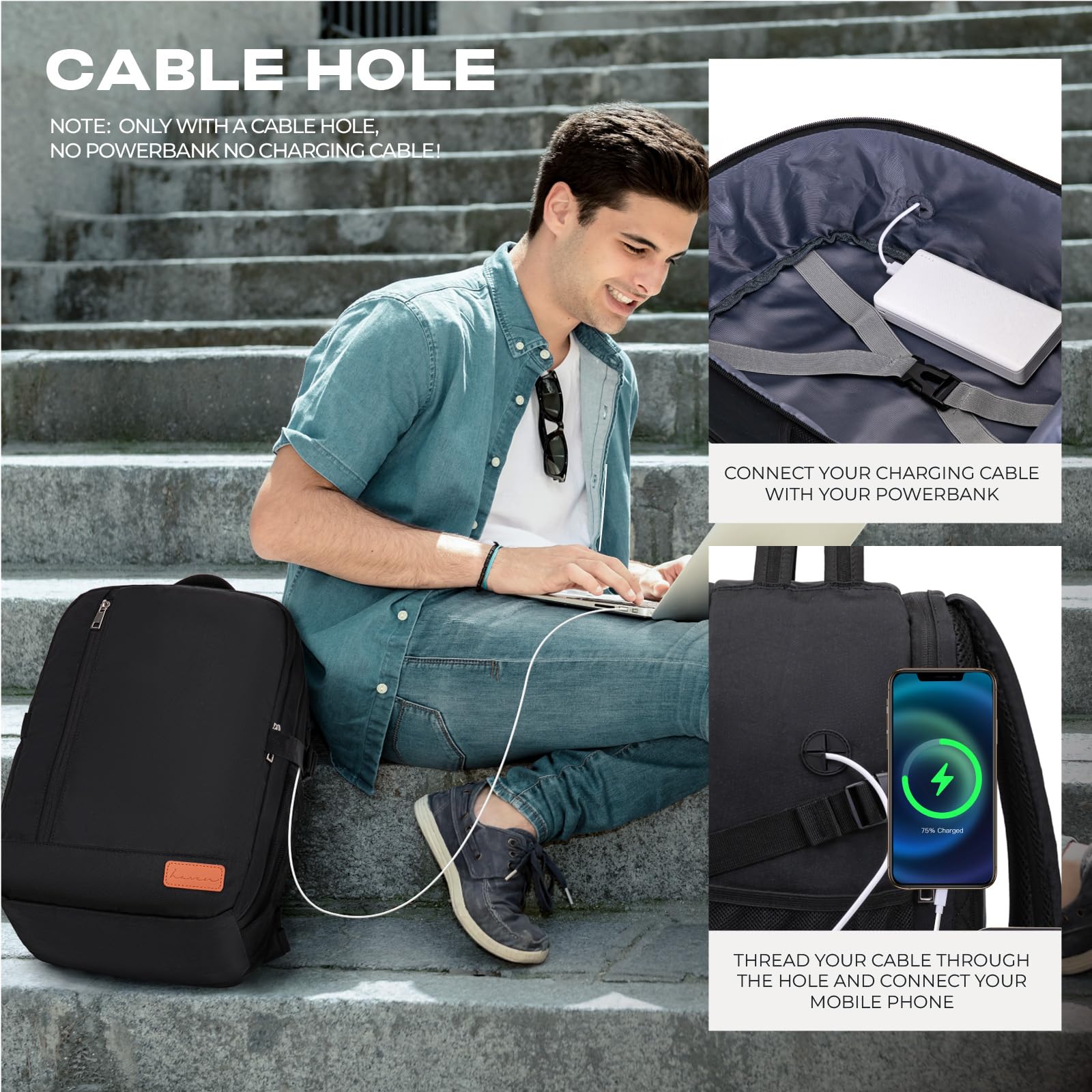 VMIKIV Zaino da Viaggio Aereo Bagaglio a Mano per Easyjet 45x36x20,Zaino Valigia Grande,Zaini per Donna Uomo,Borsa da Viaggio,Zaino Porta pc 15,6 Pollici,Zaino da Cabina per Lavoro,Trekking,Carry On