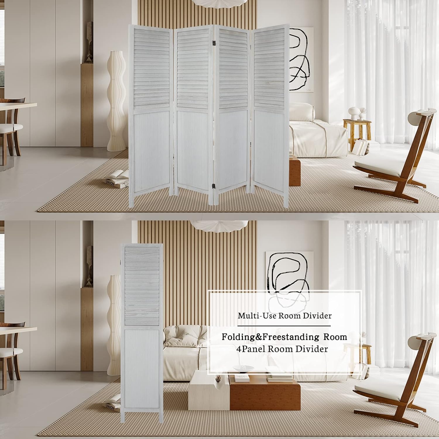 Buy 4 Panel Room Divider 6Ft Tall Room Divider Wood Folding Privacy