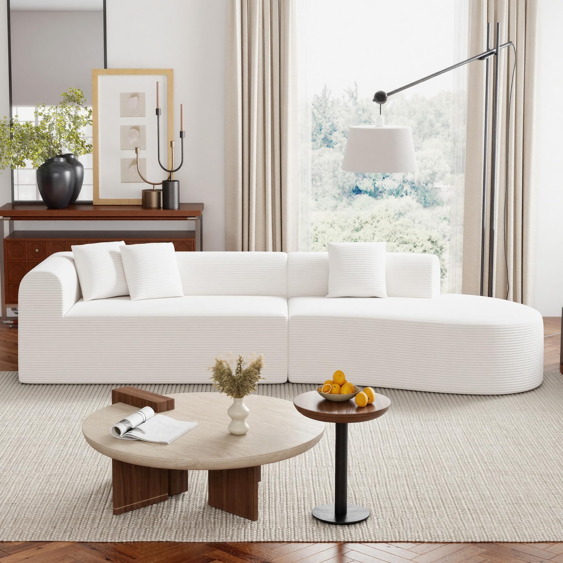 Hawthyhome 2-3 Sitzer Sofa mit Schlaffunktion, Modernes Boneless Couch, Gemütliches Chenille-Sofa mit weichem Bezug