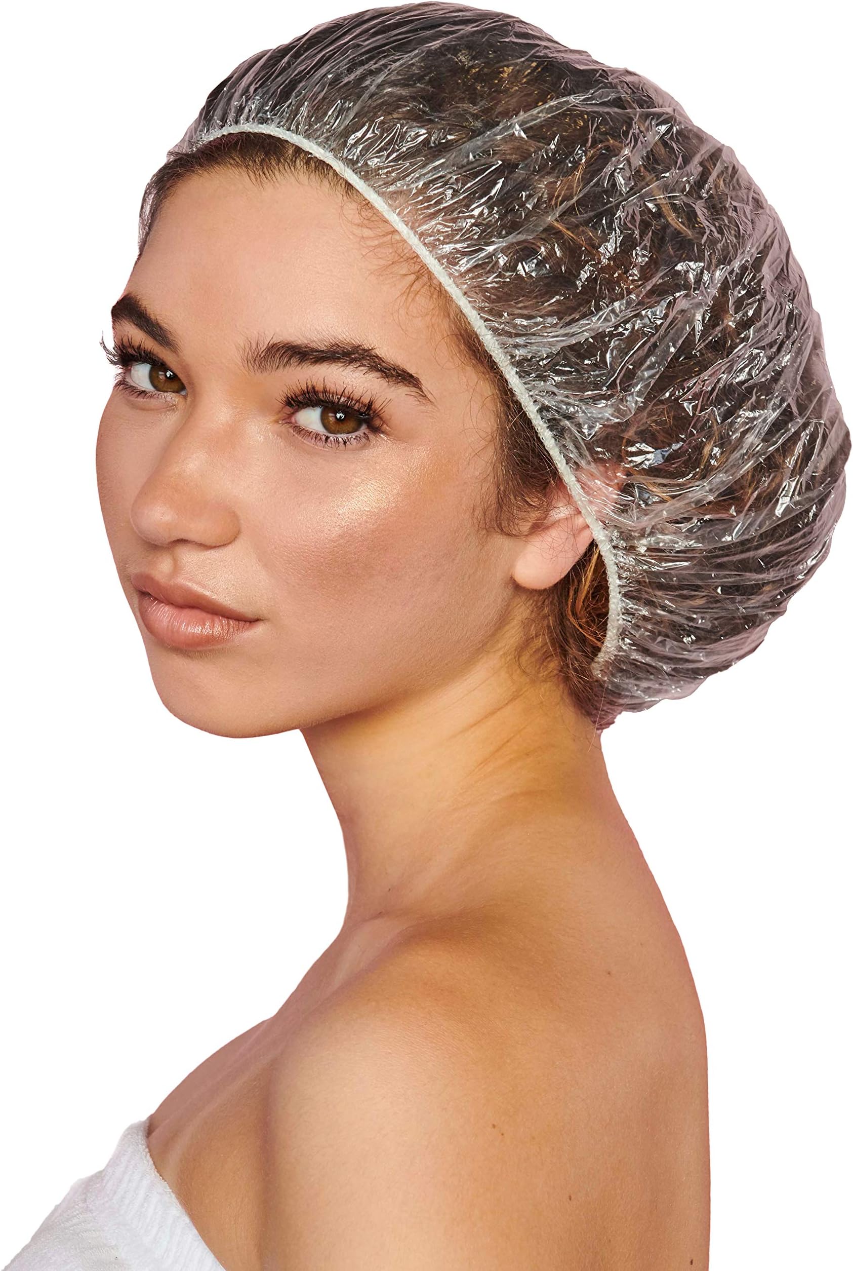 Professional Bouffant Processing Caps, Single Use, Contain Hair During Perms, Conditioners, Relaxers, and Coloring, Extra Large, Clear Plastic, Usable as Shower Cap, 100 Per Pack