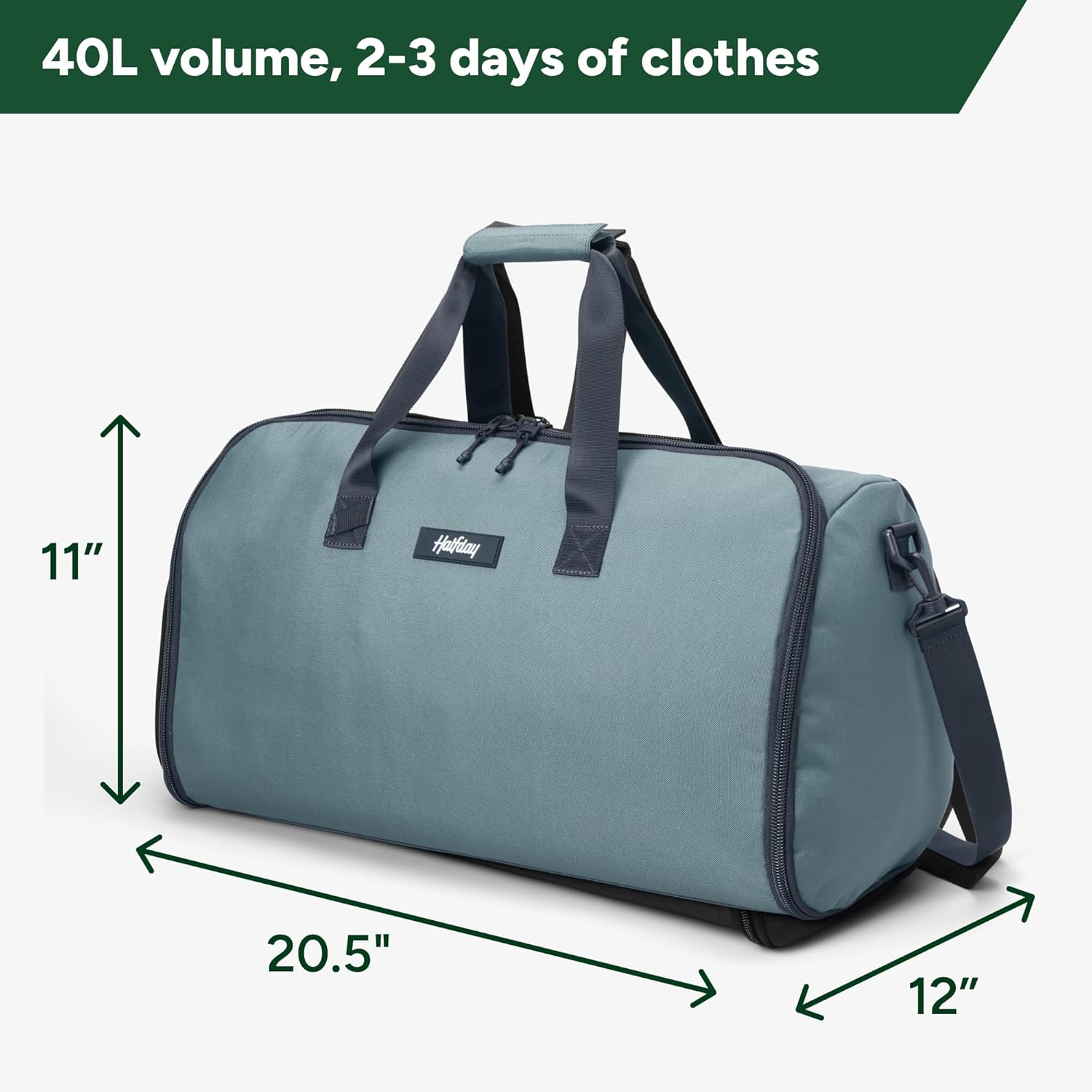 Halfday Convertible 2-in-1 Garment Duffel Weekender Bag 40L | Wrinkle-Free Travel, Hanging Suit Compartment, Shoe Pockets, Trolley Sleeve. Durable & Water-Resistant Carry-On, Coast - Image 6