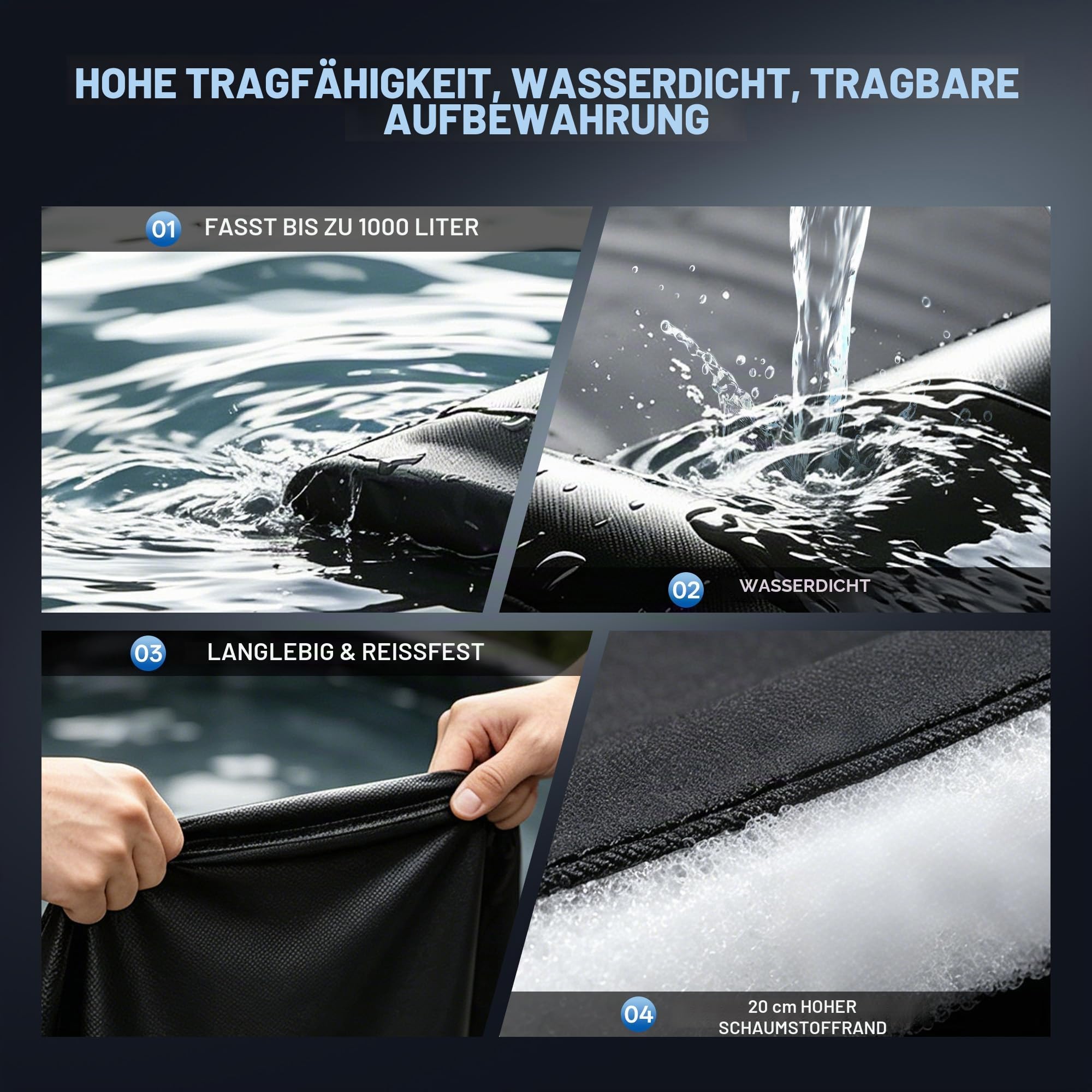 Aufblasbare Autowaschmatte, 3 x 5,9 m, strapazierfähige PVC-Garagenbodenmatte, wasserdichter Eindämmung für Wasser, Öl, Schlamm, Schnee und Regen, rutschfester Schutz für Autos