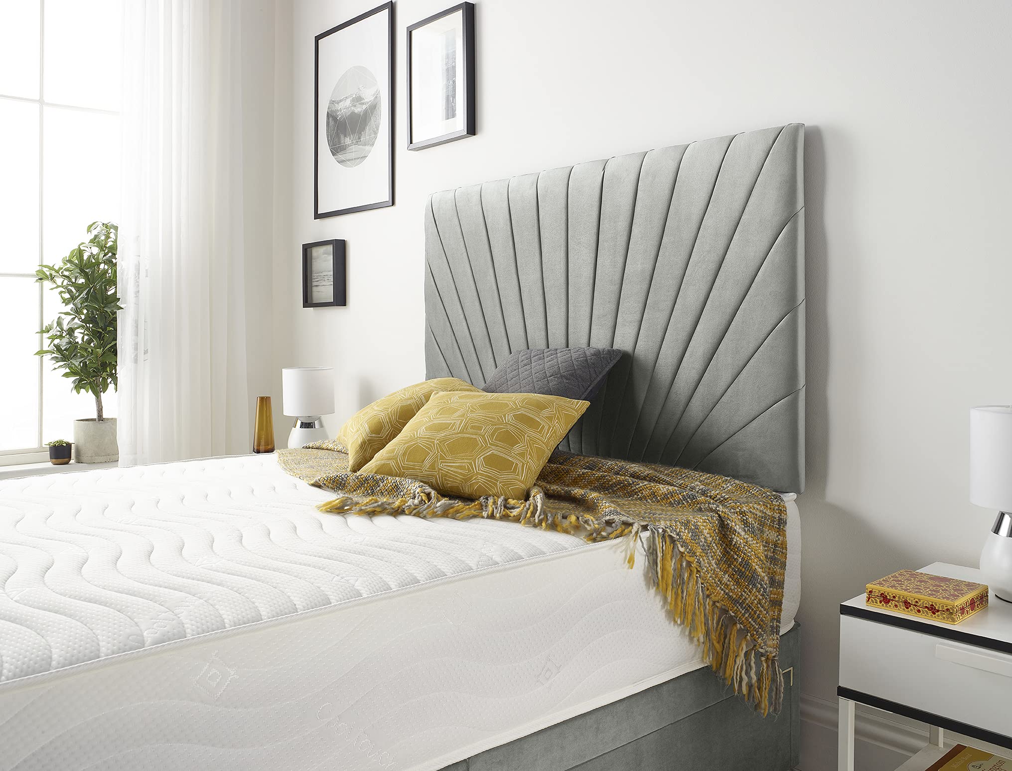 Bed Centre Platinum 32 Inch or 54 Inch Headboard Available in Different Fabrics and Colours 3FT, 4FT, 4FT6, 5FT, 6FT (6FT Super King, 32 Inch High With Struts, Tweed Grey)