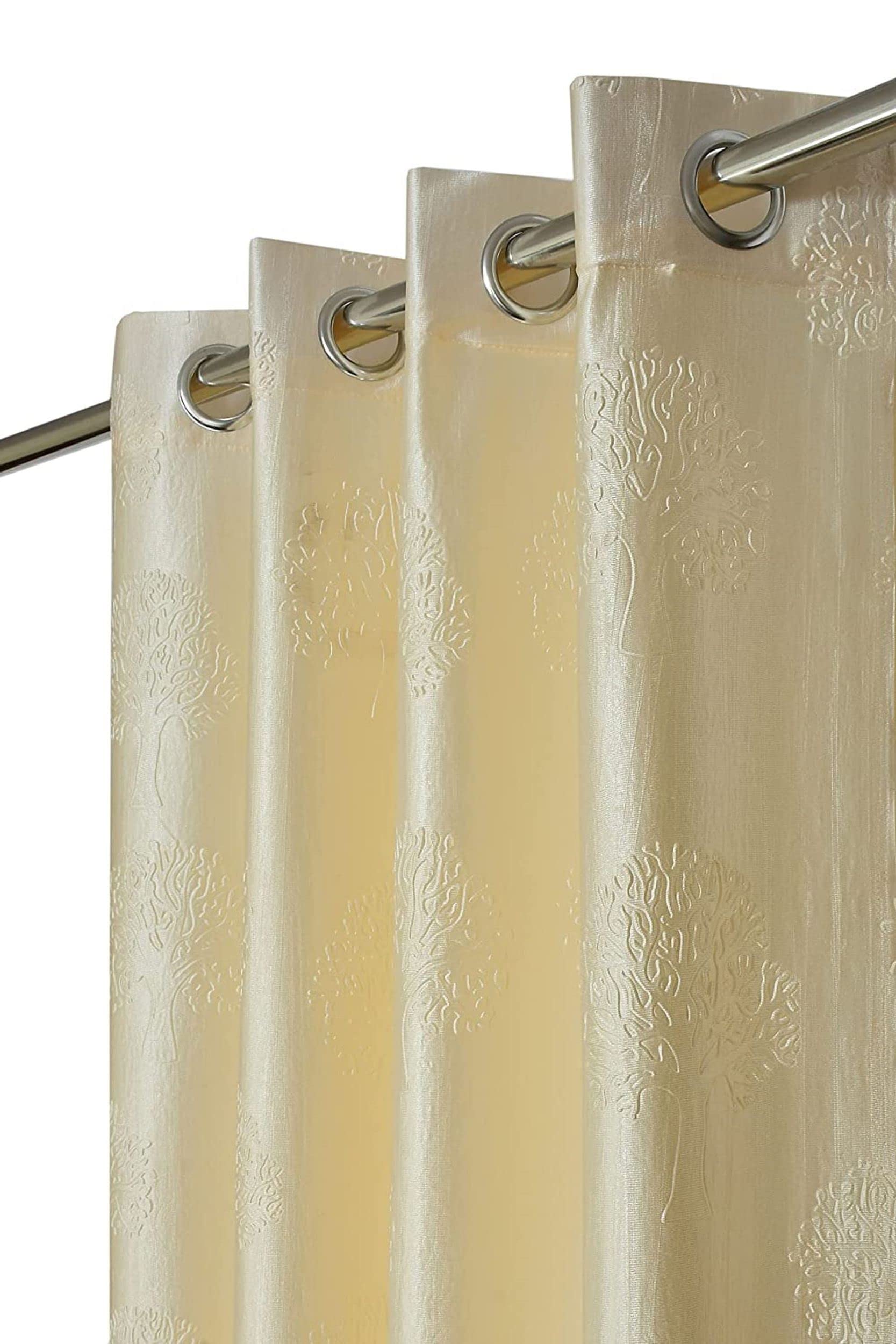 Kiara Creations Premium Tree Punching Semi-Sheer Curtains for Window- 6 Feet (Pack of 2) Cream