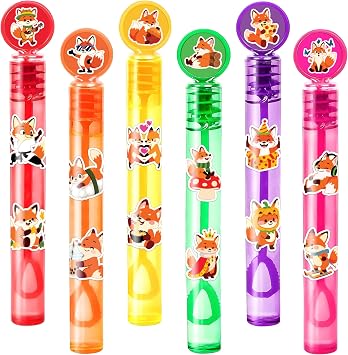 Fox Party Favors for Kids - 24PCS Cute Fox Bubble Wands | Woodland Animal Theme, Birthday Party Supplies, Goodie Bag Fillers, Classroom Rewards